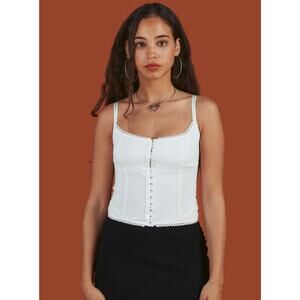 UNIF Dew Fitted Hook and Eye Cami - S - White